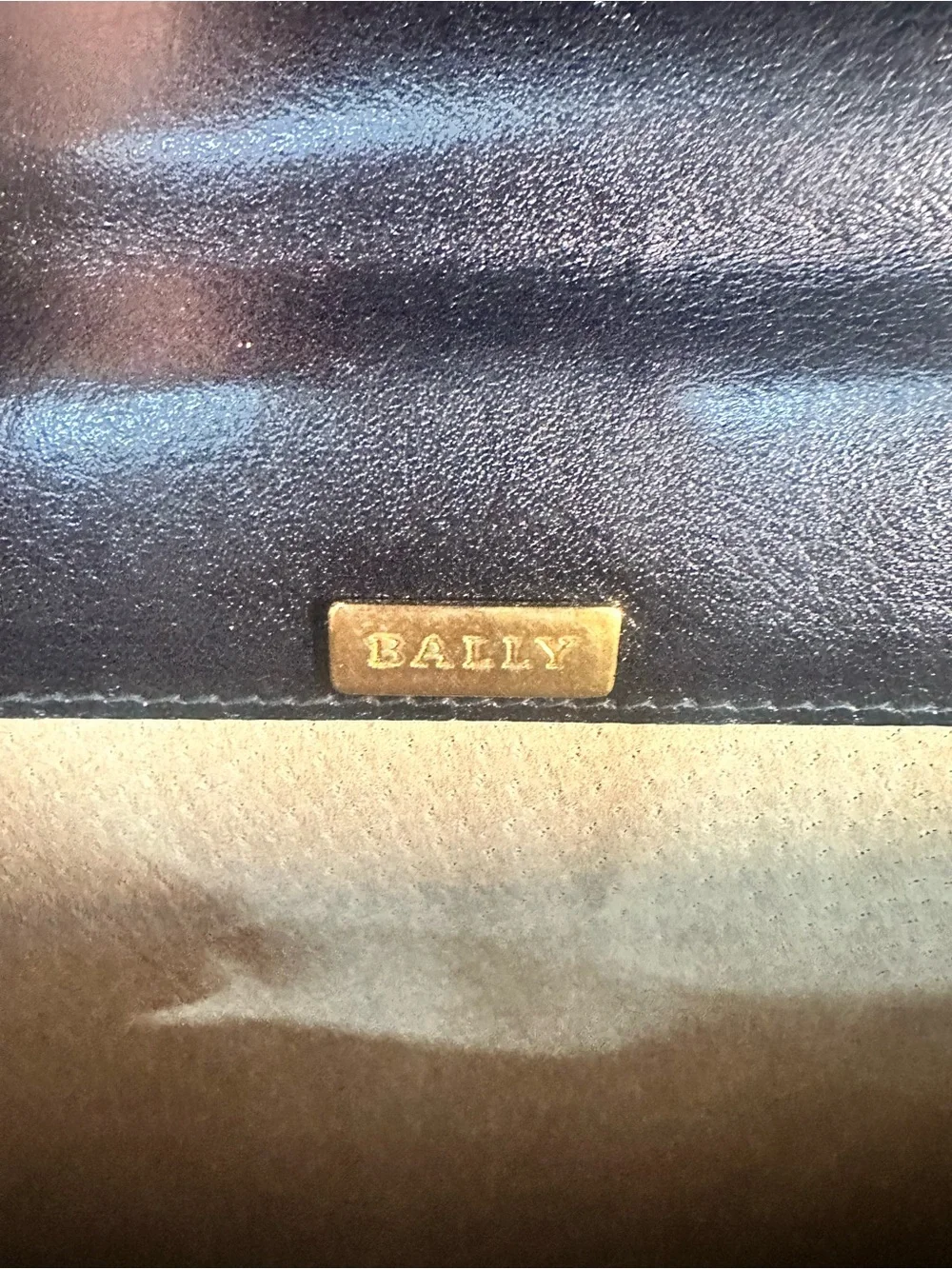 Vintage BALLY Italy Leather Briefcase Black Brown Executive Document Bag Brass
